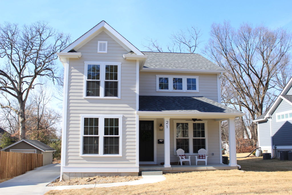 Pacific Blue Vinyl siding by CertainTeed. We like BOLD white trim and no  black shutters.